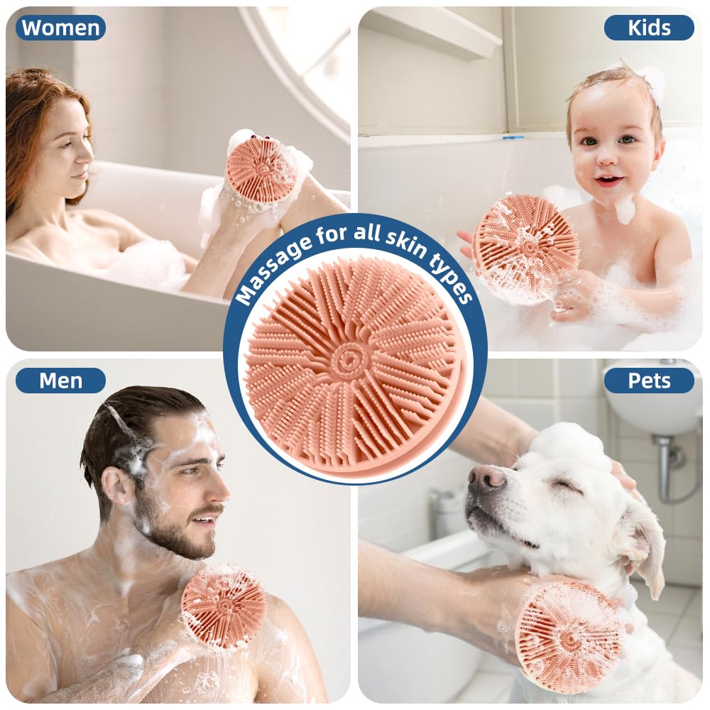 VToALARD exfoliante corporal, juego de 2 piezas rosa y gris para viaje y uso diario