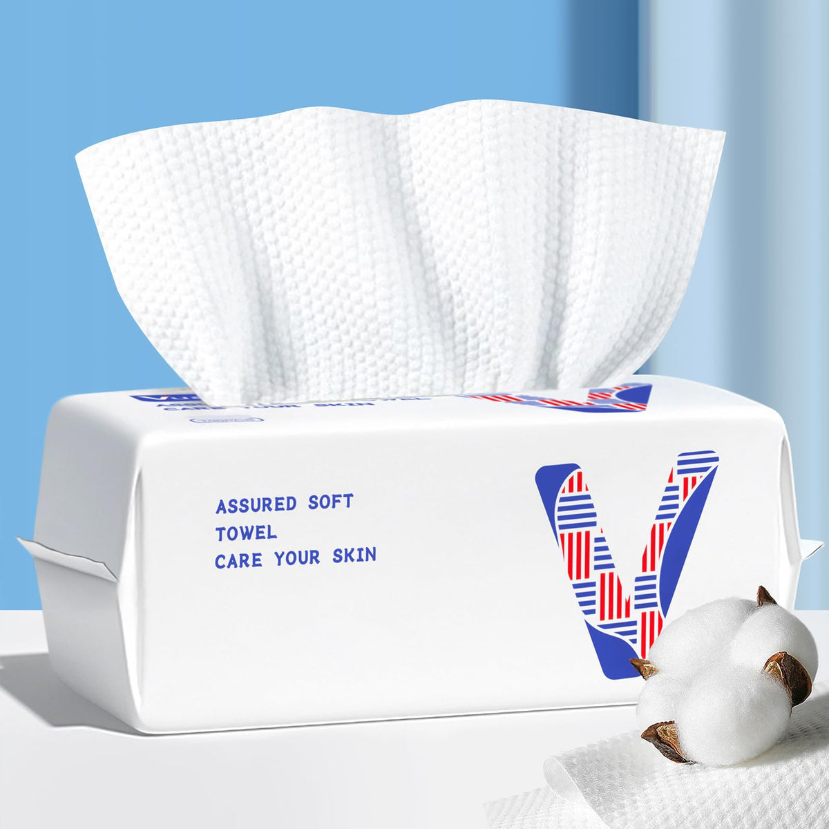 Toalla facial desechable Vuacepe, algodón suave y biodegradable para uso diario.