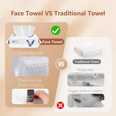 Toalla facial Vuacepe de doble textura, lado suave y lado perlado para limpieza profunda.