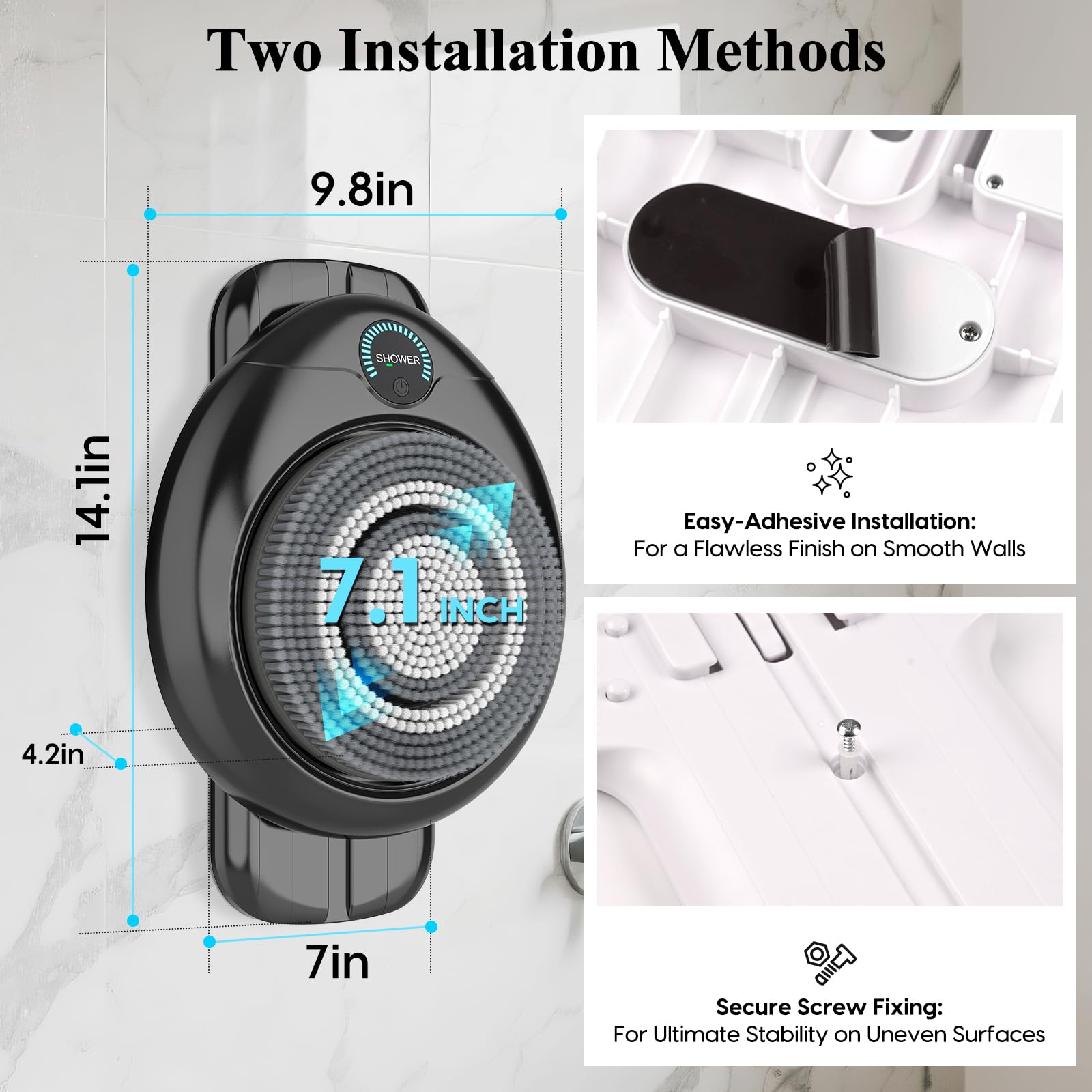 VWMYQ modelo IPX7 impermeable para ducha segura.