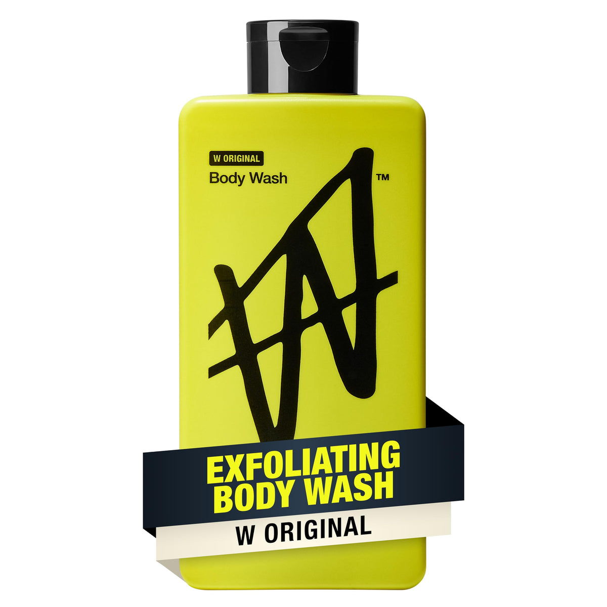 W by Jake Paul botella exfoliante muestra formato para piel limpia y suave