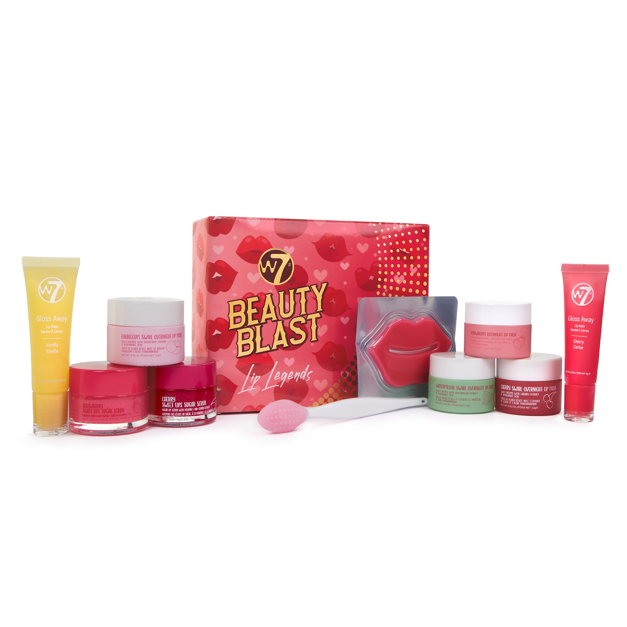 Mascarilla labial sabor fresa de W7 Beauty Blast para labios lisos.
