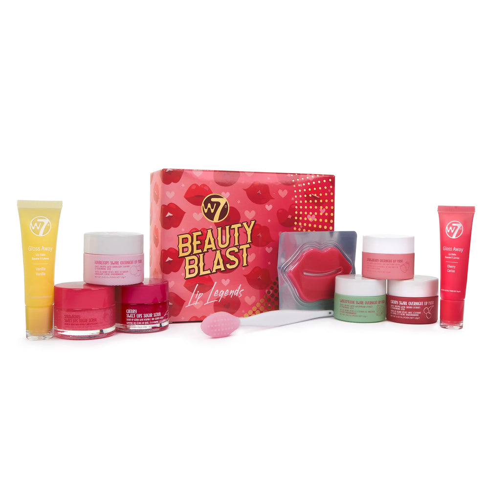 Mascarilla labial sabor fresa de W7 Beauty Blast para labios lisos.