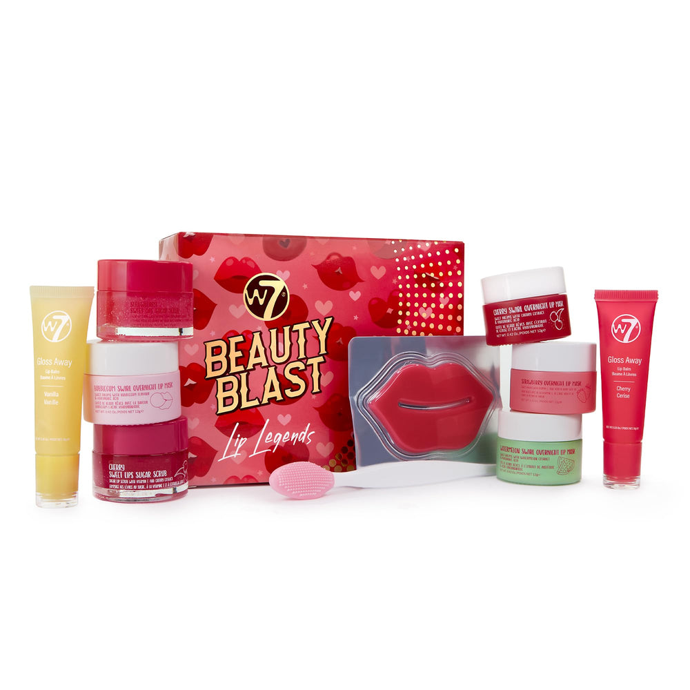 Conjunto W7 Beauty Blast en caja regalo para cuidado labial completo.