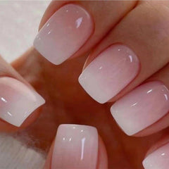 WAFOLOZE Nails degradé blanco-ombre corto, ideal para looks diarios y elegantes