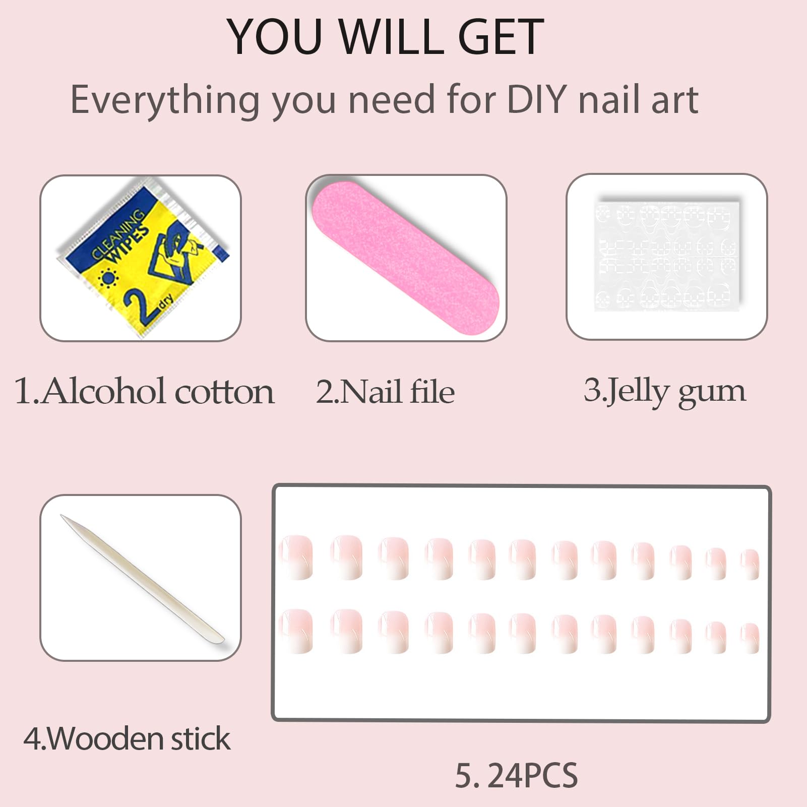 WAFOLOZE Nails Pack: 24 uñas y accesorios para empezar