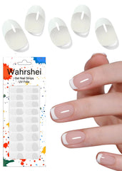 Wahrshei pegatinas de gel para uñas frances clásico, look elegante sin UV.