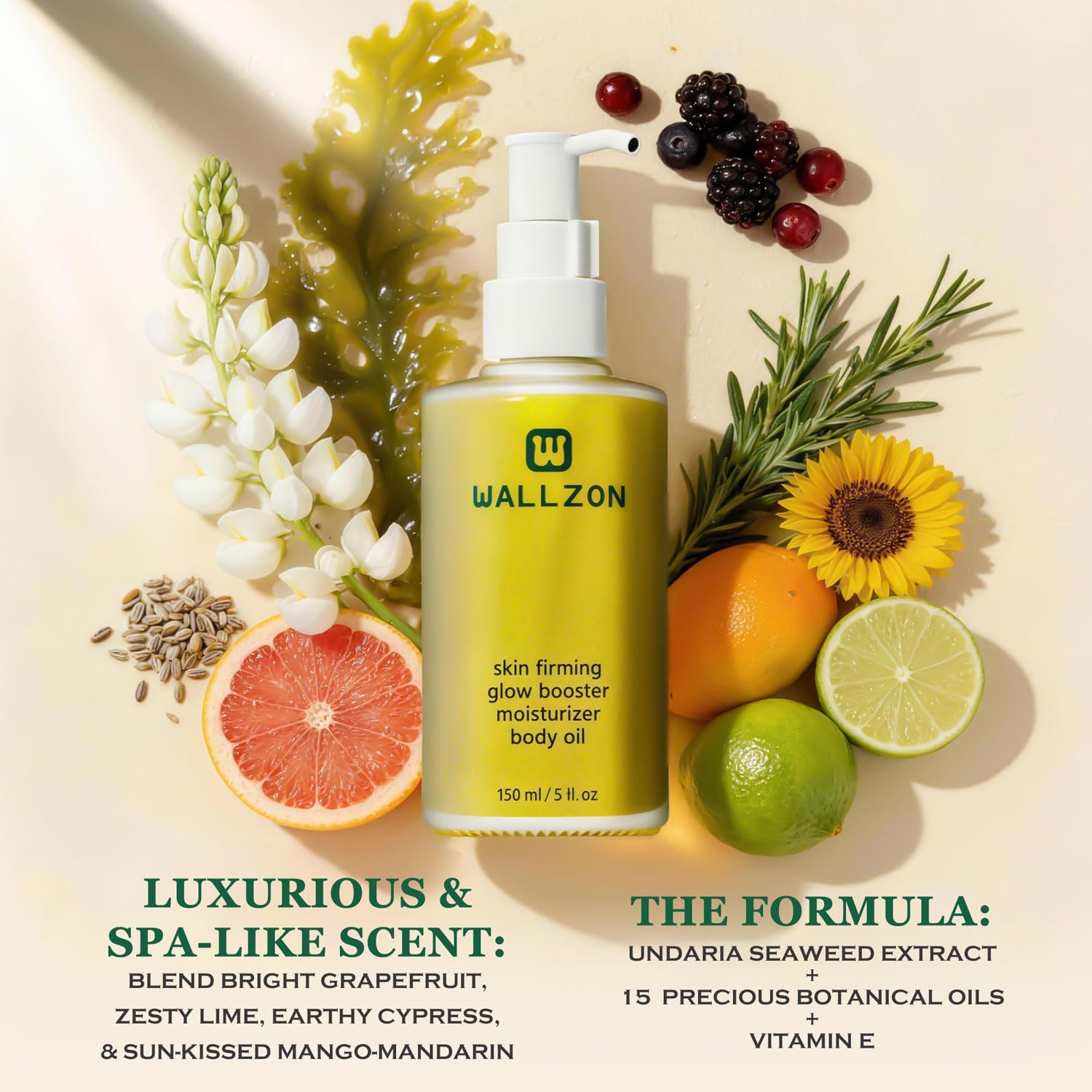 Wallzon Aceite Cuerpo: aplicación tras la ducha para piel suave y rápida absorción.