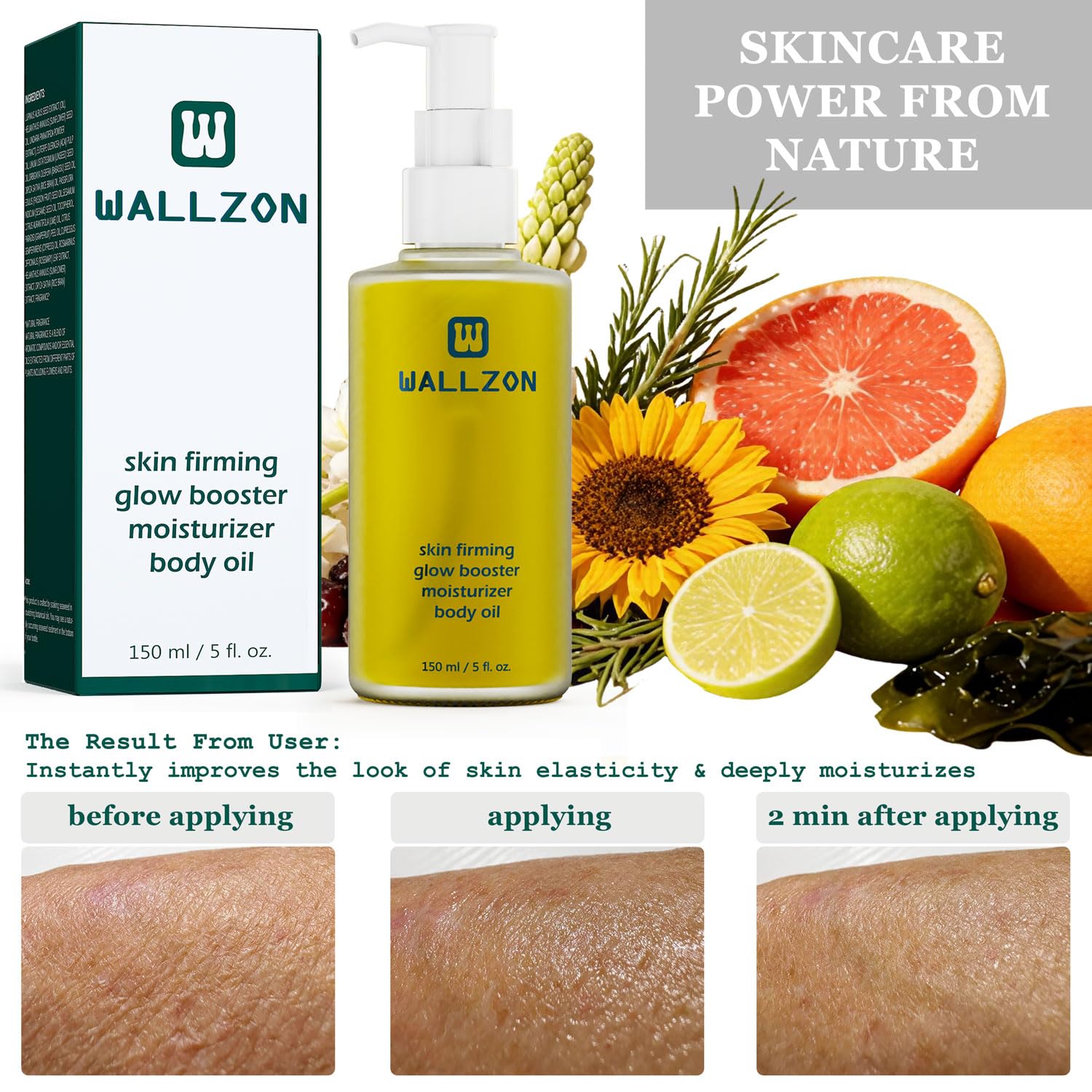 Wallzon Aceite Cuerpo: brillo natural y piel con aspecto saludable.