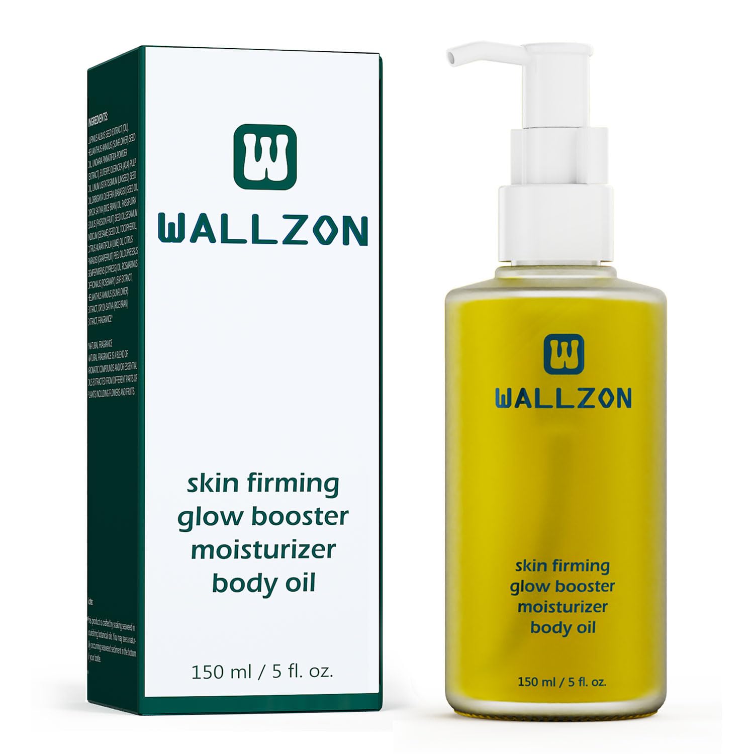 Wallzon Aceite Cuerpo: botella mostrando firmeza e hidratación intensiva.