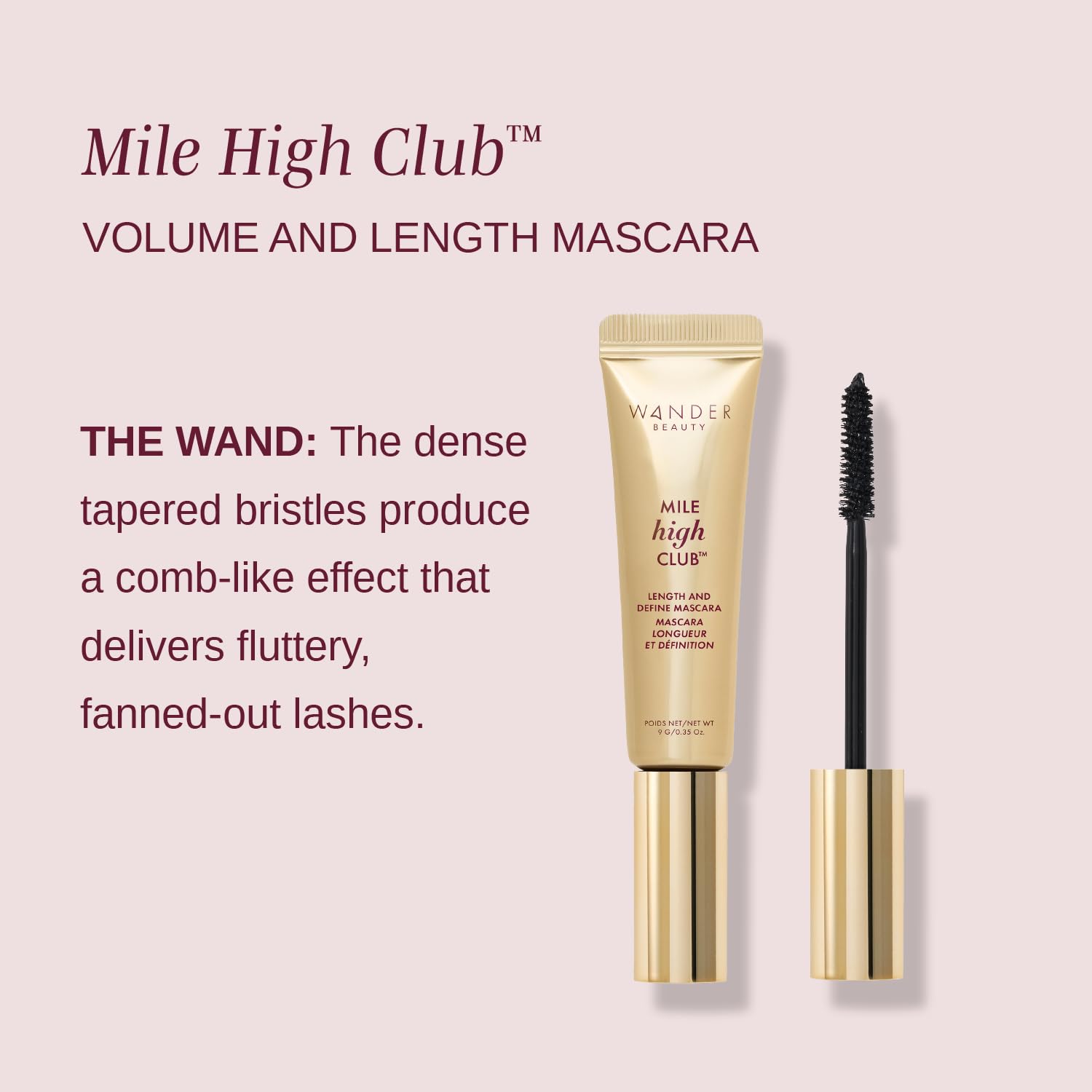 Wander Beauty Mile High Club Mascara - pigmento negro intenso para color profundo.