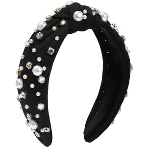 WantGor diadema nudo perla, vista frontal, diseño cómodo para cualquier peinado.