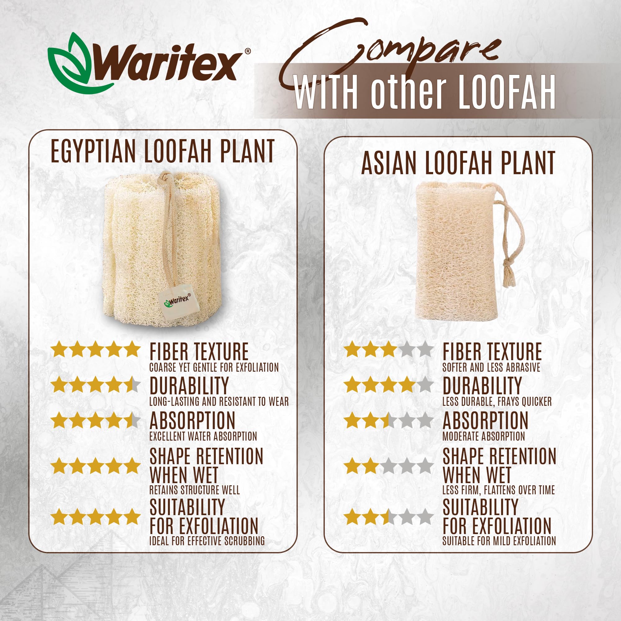 Waritex lufa egipcia natural de larga durabilidad para uso constante