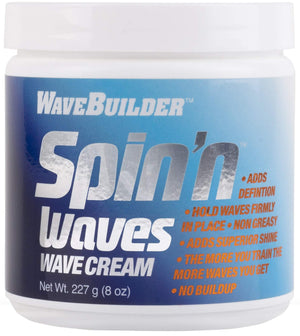 WaveBuilder Spin’n Waves crema: crema pomada sin grasa para definición suave y brillo natural.
