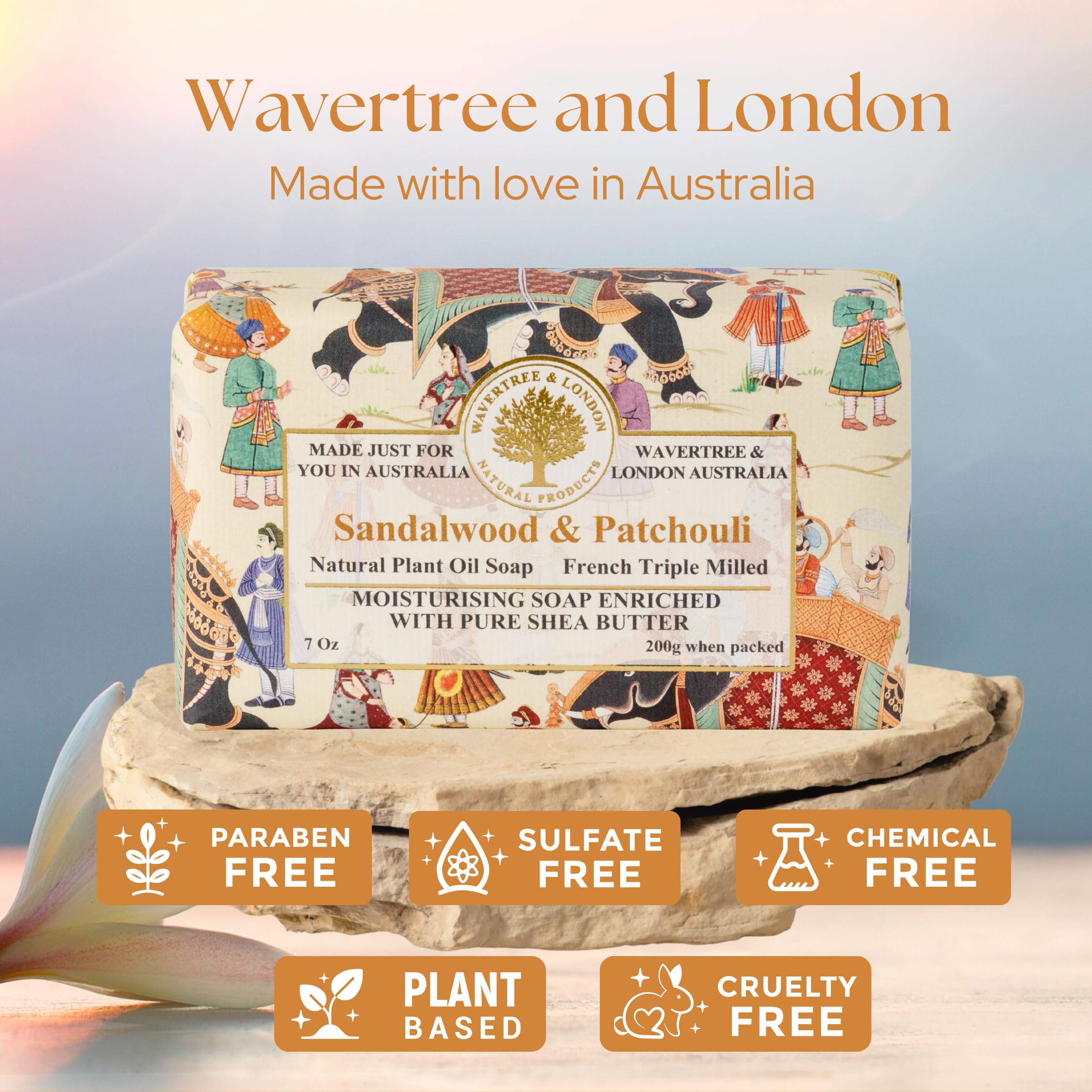 Jabón Wavertree & London con manteca de karité, hidratación suave para la piel.