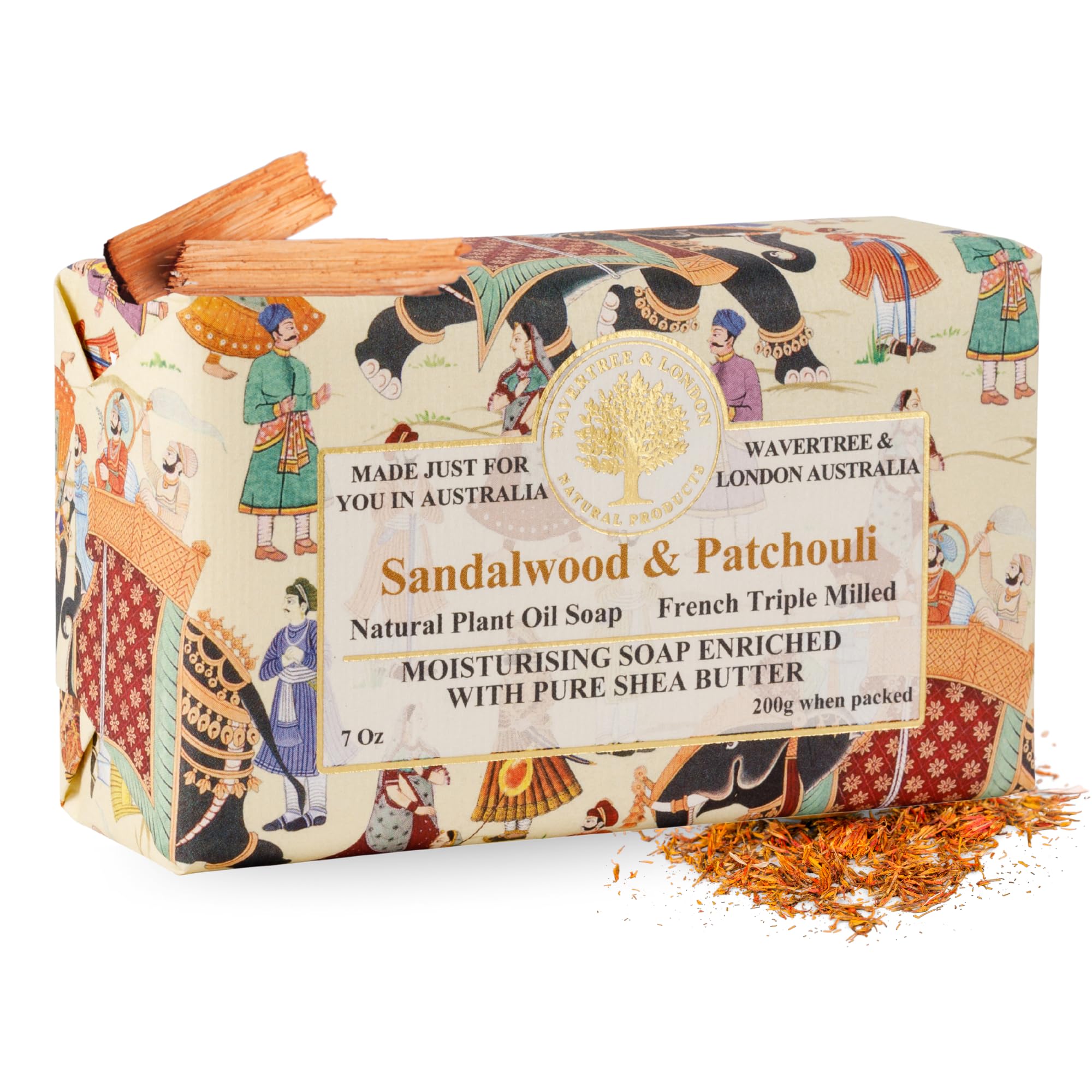 Jabón Wavertree & London santalwood y patchouli, aroma duradero para la ducha.