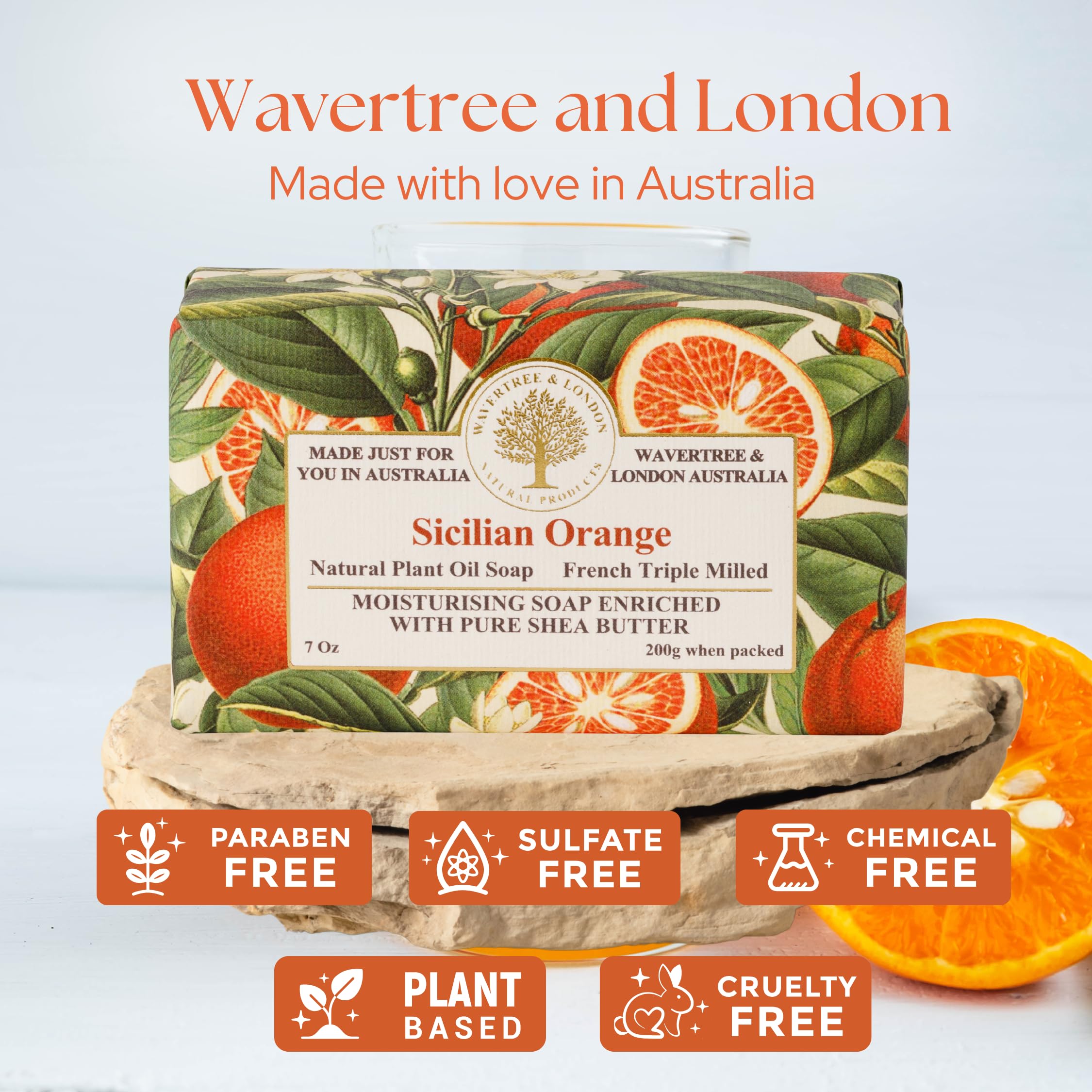 Jabón natural con manteca de karité de Wavertree & London para hidratación diaria.
