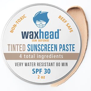 Waxhead mineral tintado para rostro y nariz, pasta de zinc, acabado mate ideal para playa.