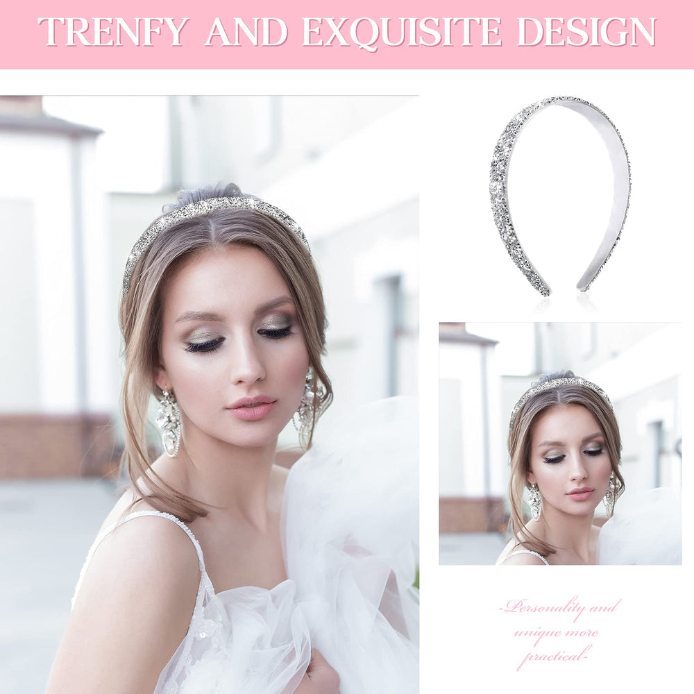 Waydress diadema plateada con cristales, ideal para bodas