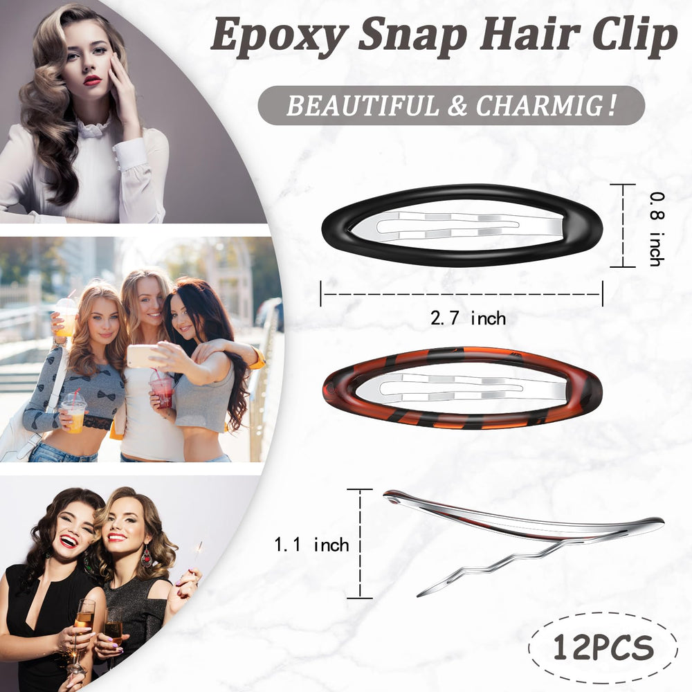 Waydress prendedor pelo oval tortuga epoxi de 7 cm, práctico para peinados rápidos.