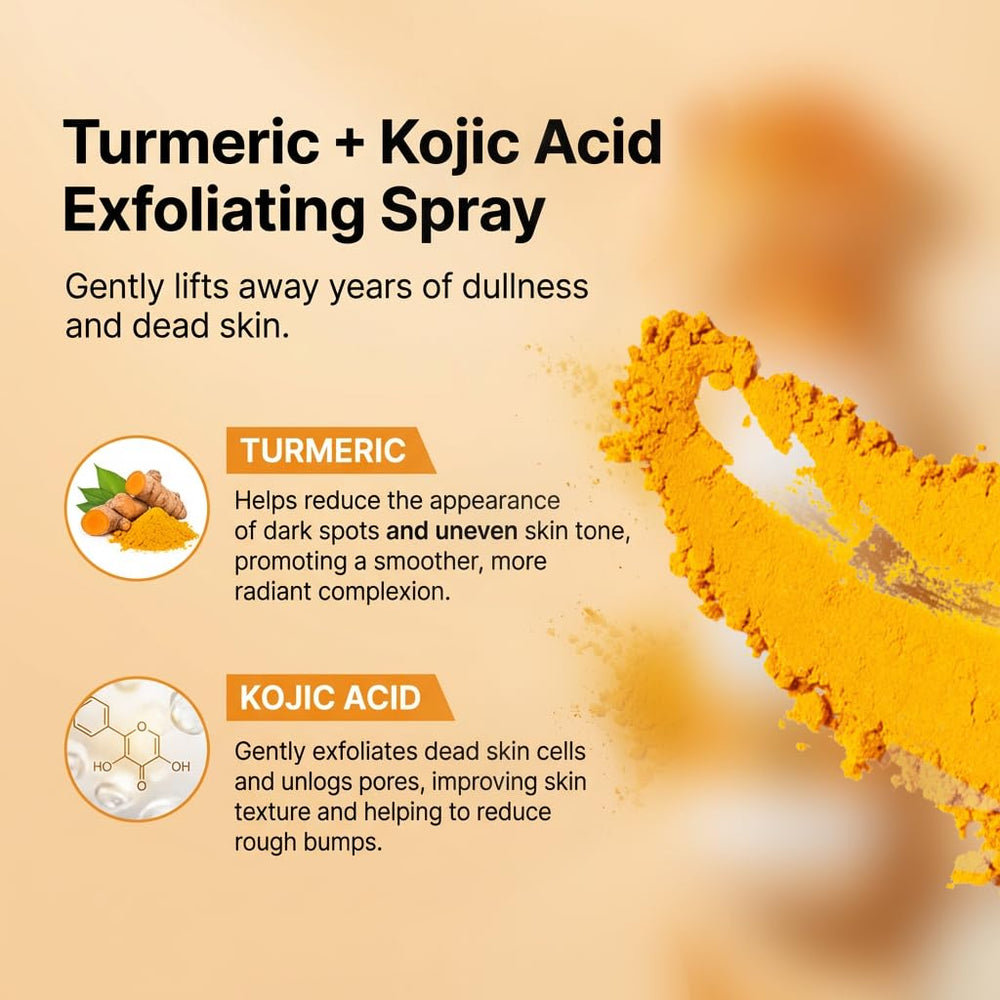WBFK spray exfoliante de cúrcuma para el cuerpo: aplicación rápida y limpia