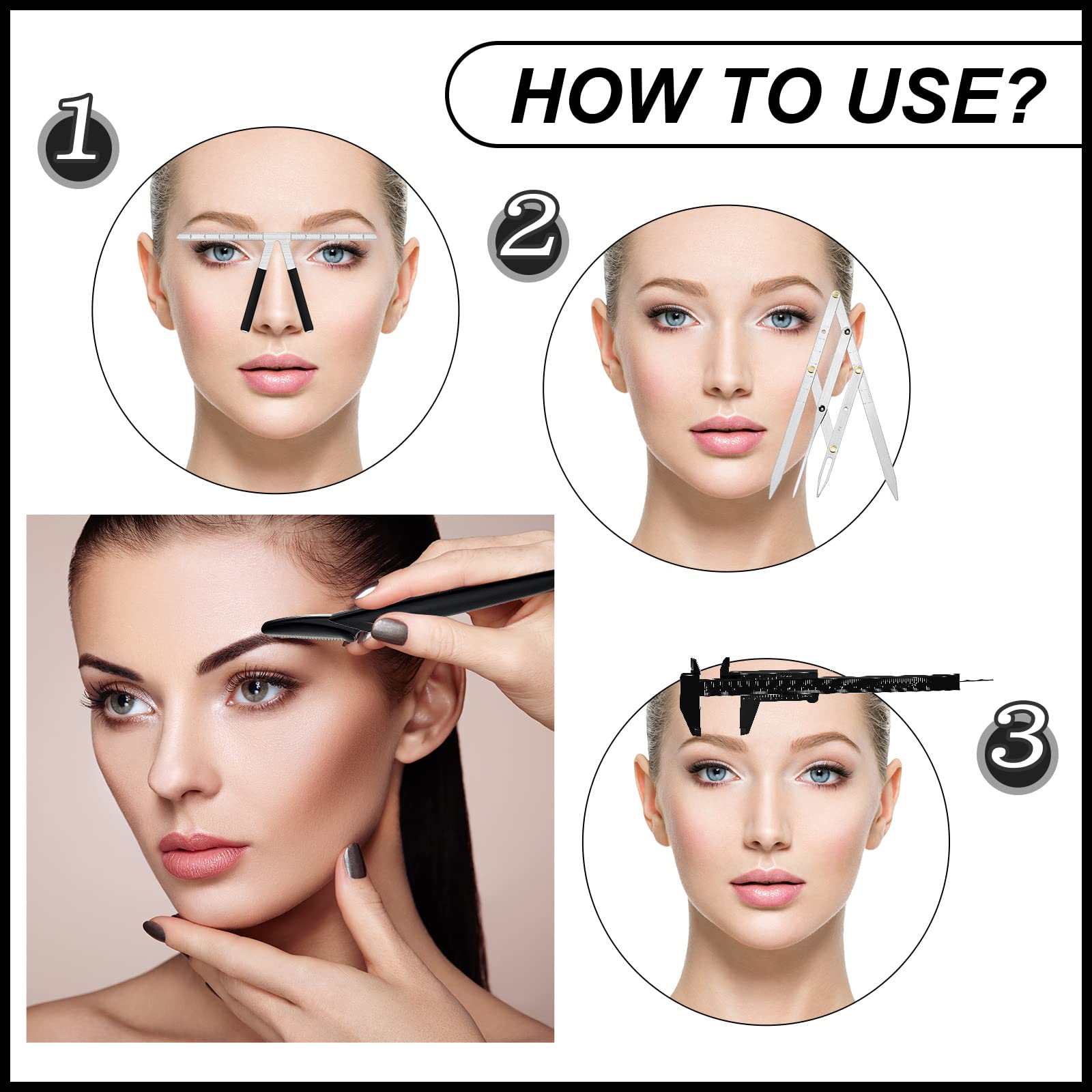 Weewooday kit reglas cejas conjunto para practicar en casa o salón