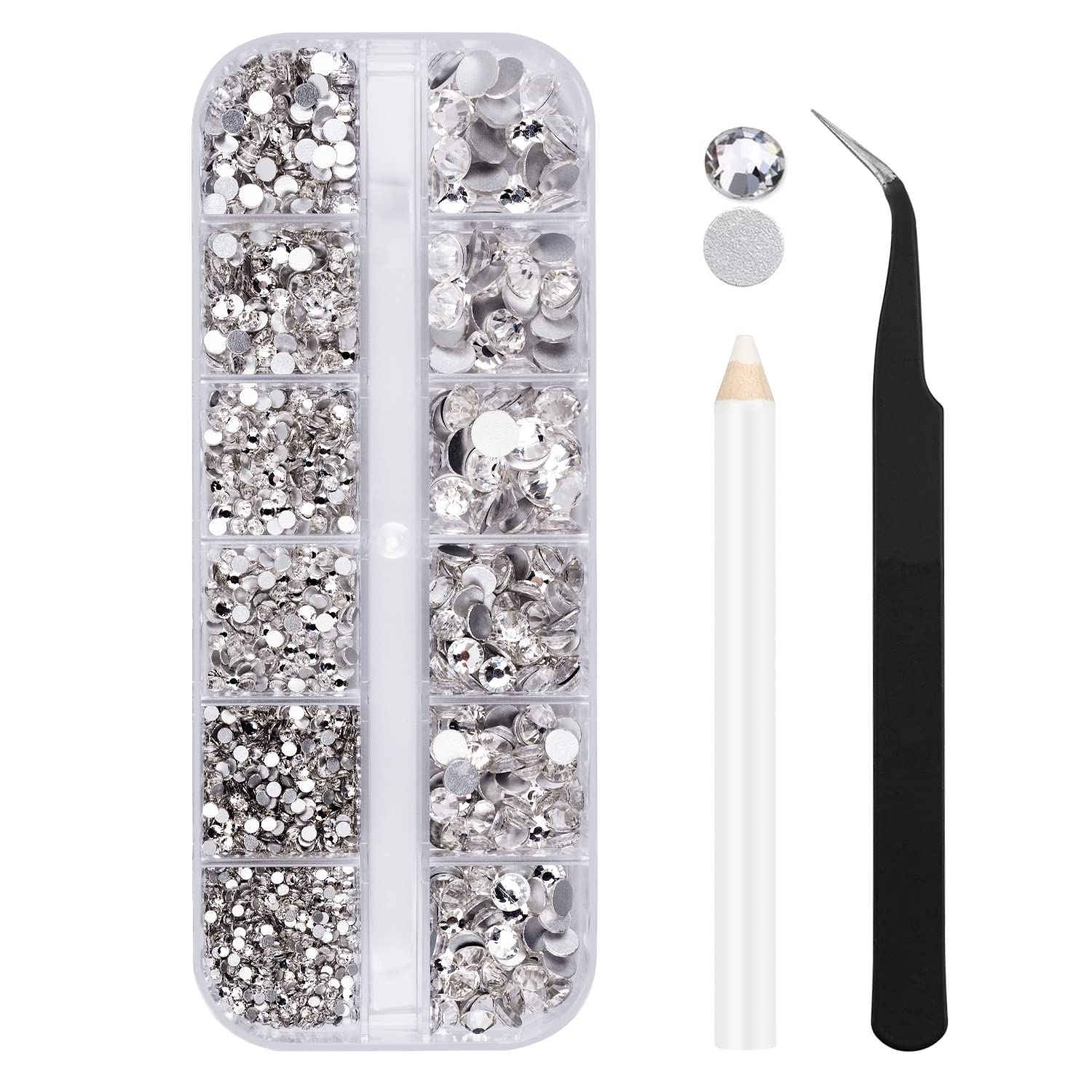 Weico cristales transparentes redondos con dorso plano, brillo para uñas.
