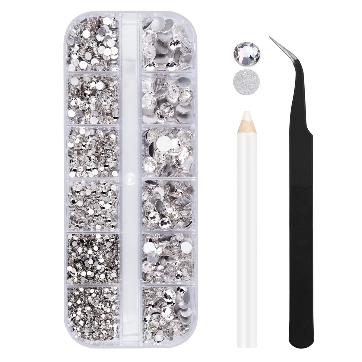 Weico cristales transparentes redondos con dorso plano, brillo para uñas.