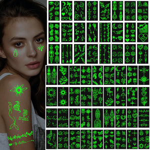 Weipbwor tatuajes temporales brillan en oscuridad con diseño minimalista para fiestas