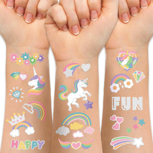 Weipbwor tatuajes unicornio-arcoiris para fiestas infantiles, ideal para divertir a los niños
