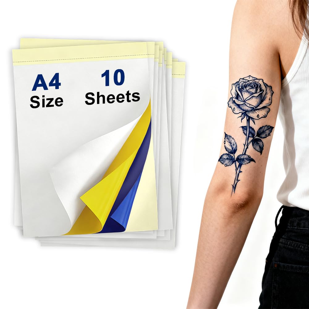 Welacer papel traslado tatuaje A4 en caja, facilita trazos limpios en la piel.