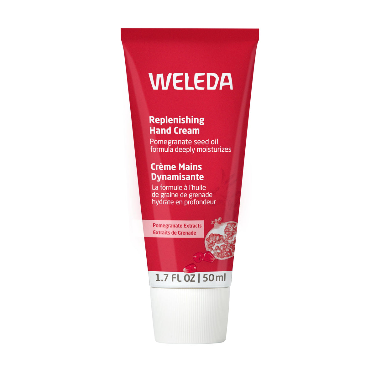 weleda crema manos granada regeneradora en envase elegante, hidratación profunda.