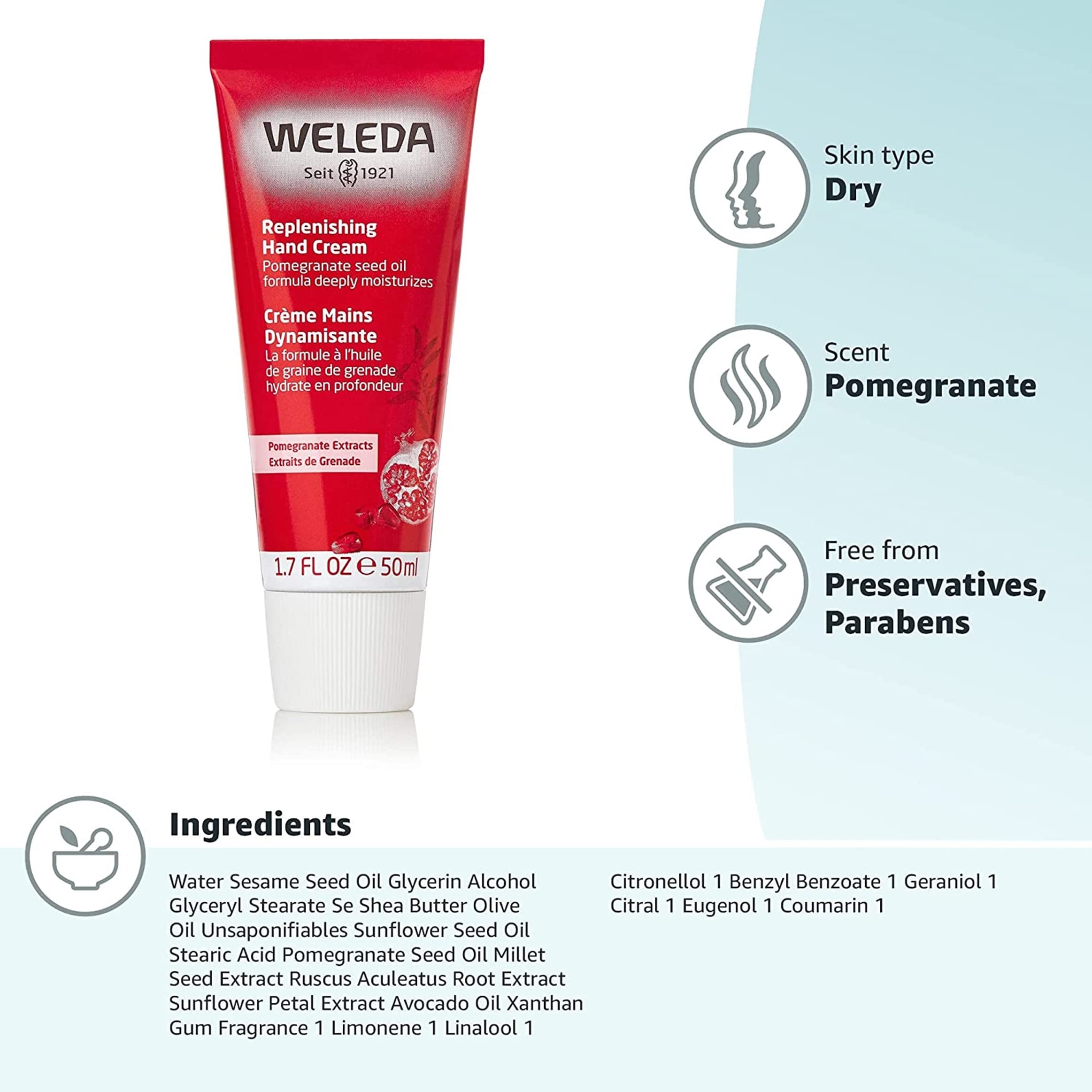 weleda crema manos hidratacion prolongada mantiene manos suaves todo el día.