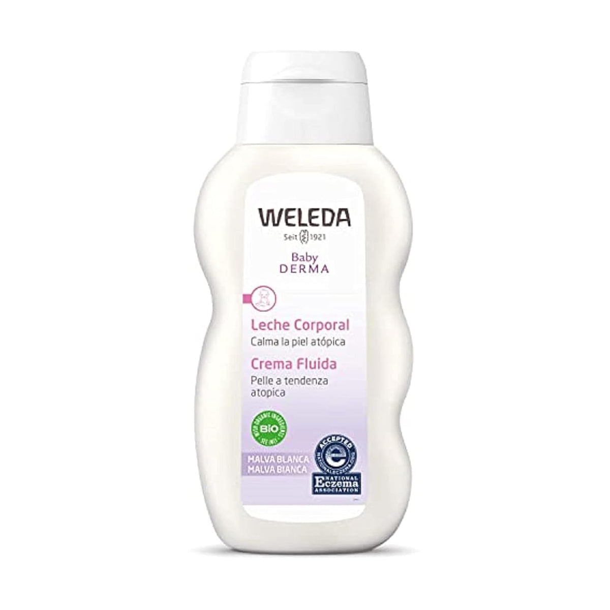 Weleda Loción Malva en botella, textura suave para piel sensible