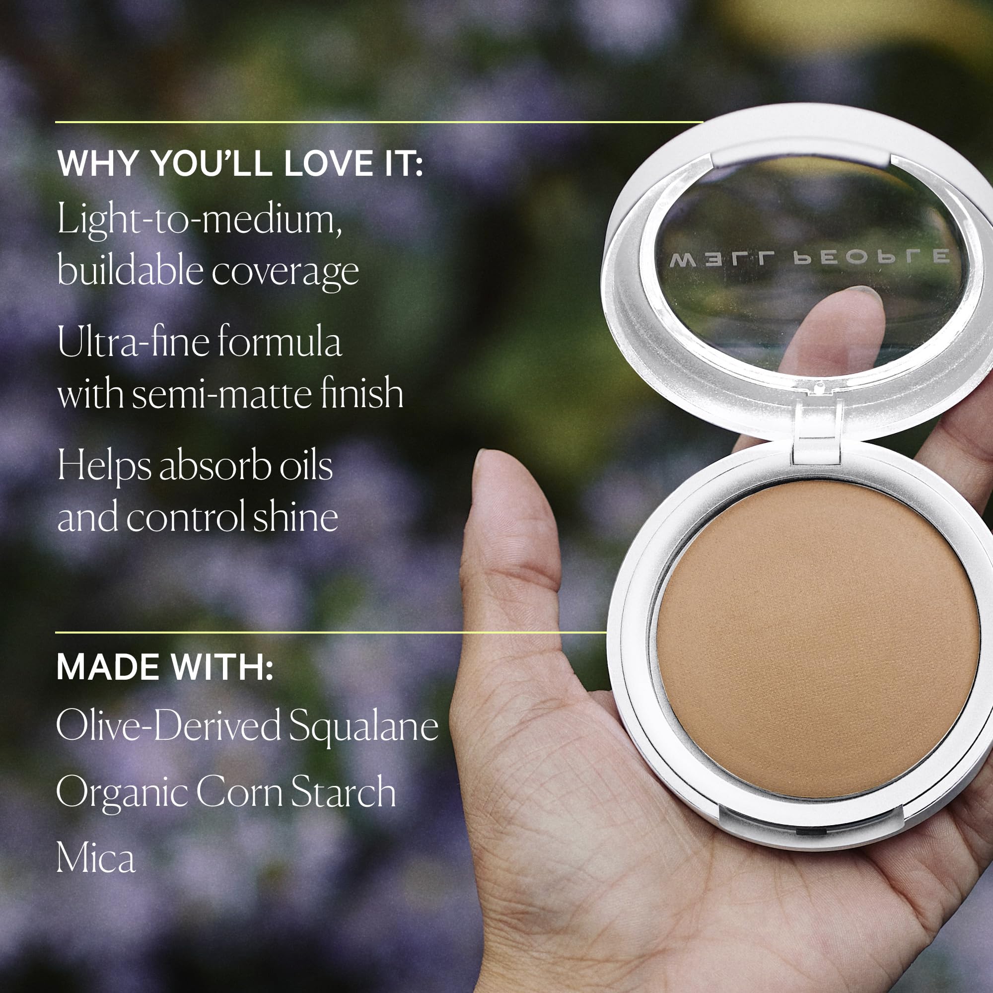 Difuminado con base en polvo Bio para un look semi mate y natural.