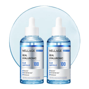 WELLAGE Real Ampolla Azul Hialurónica en botella, hidratación duradera para el rostro.