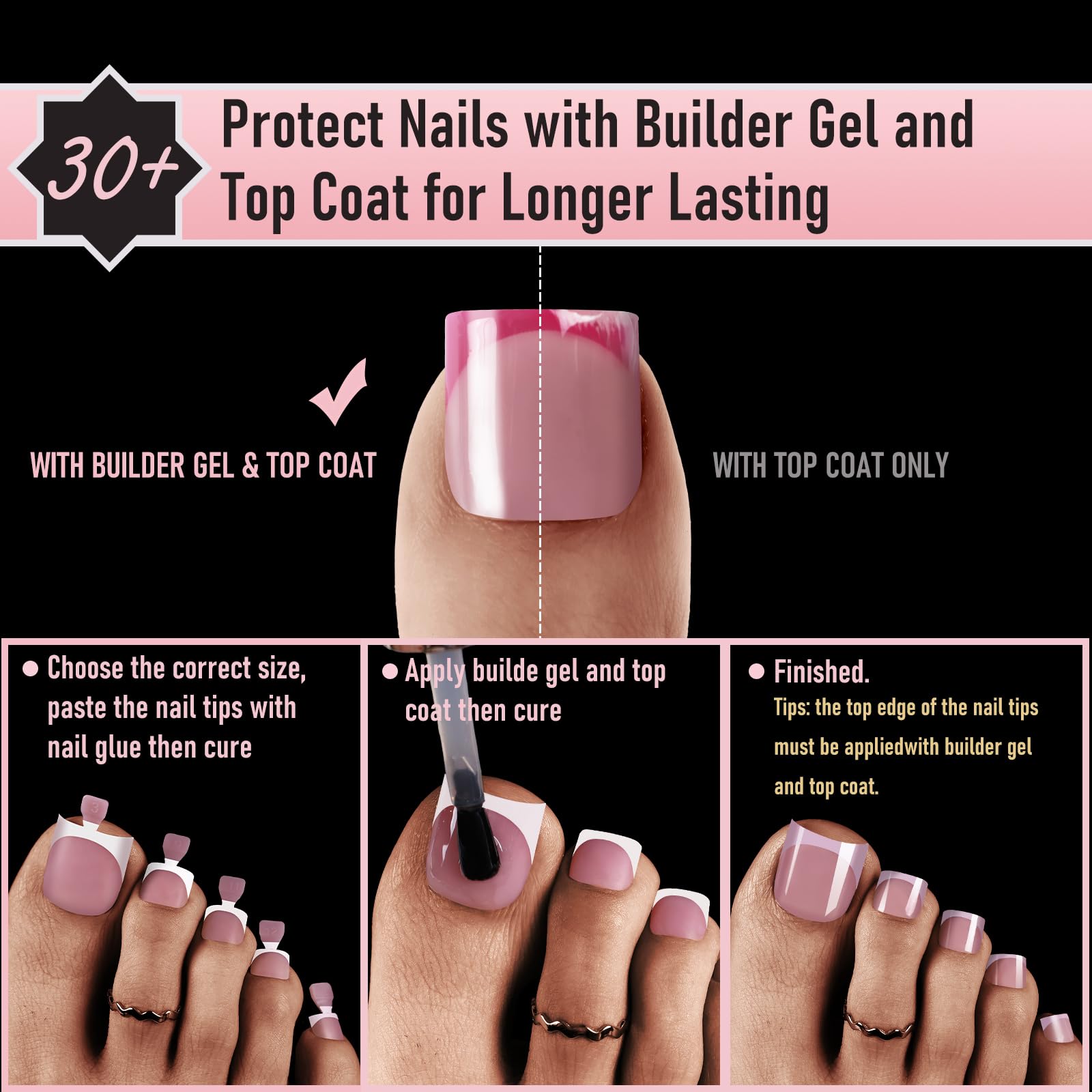 Wellquinn uñas francesas, puntas negras, estilo audaz y moderno para ocasiones especiales.