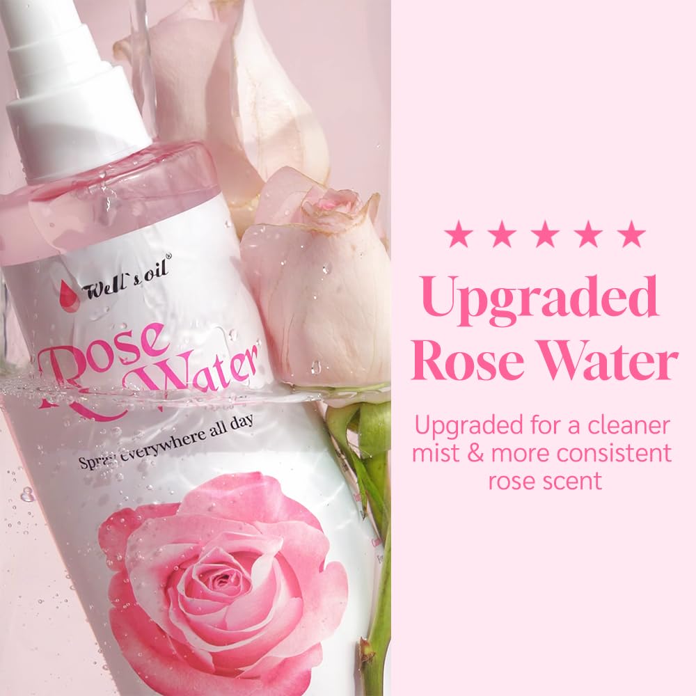 Well's Oil Rosewater fórmula minimal, sin siliconas ni parabenos