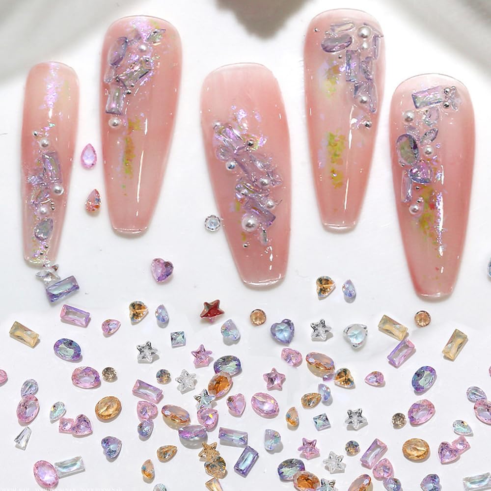 WENEWFINE cristales zircon uñas destellos elegantes en manicura.