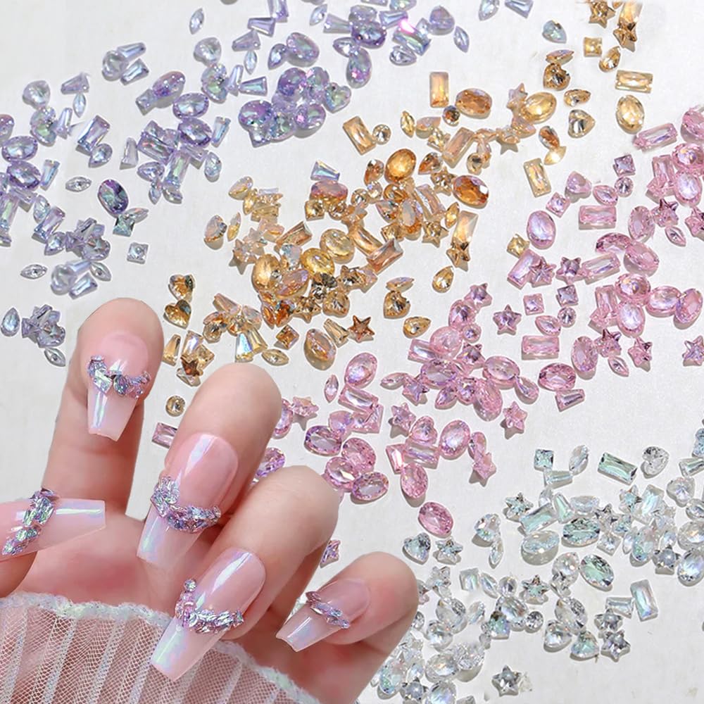WENEWFINE piedras zircon uñas diseño artistico con destellos sutiles.