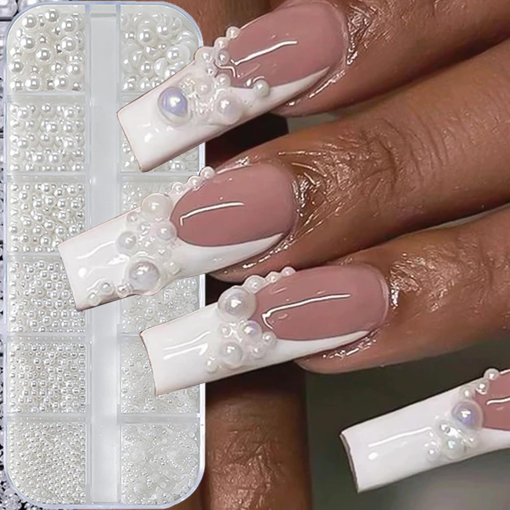 WENEWFINE juego de perlas para uñas, fácil de pegar y combinar.