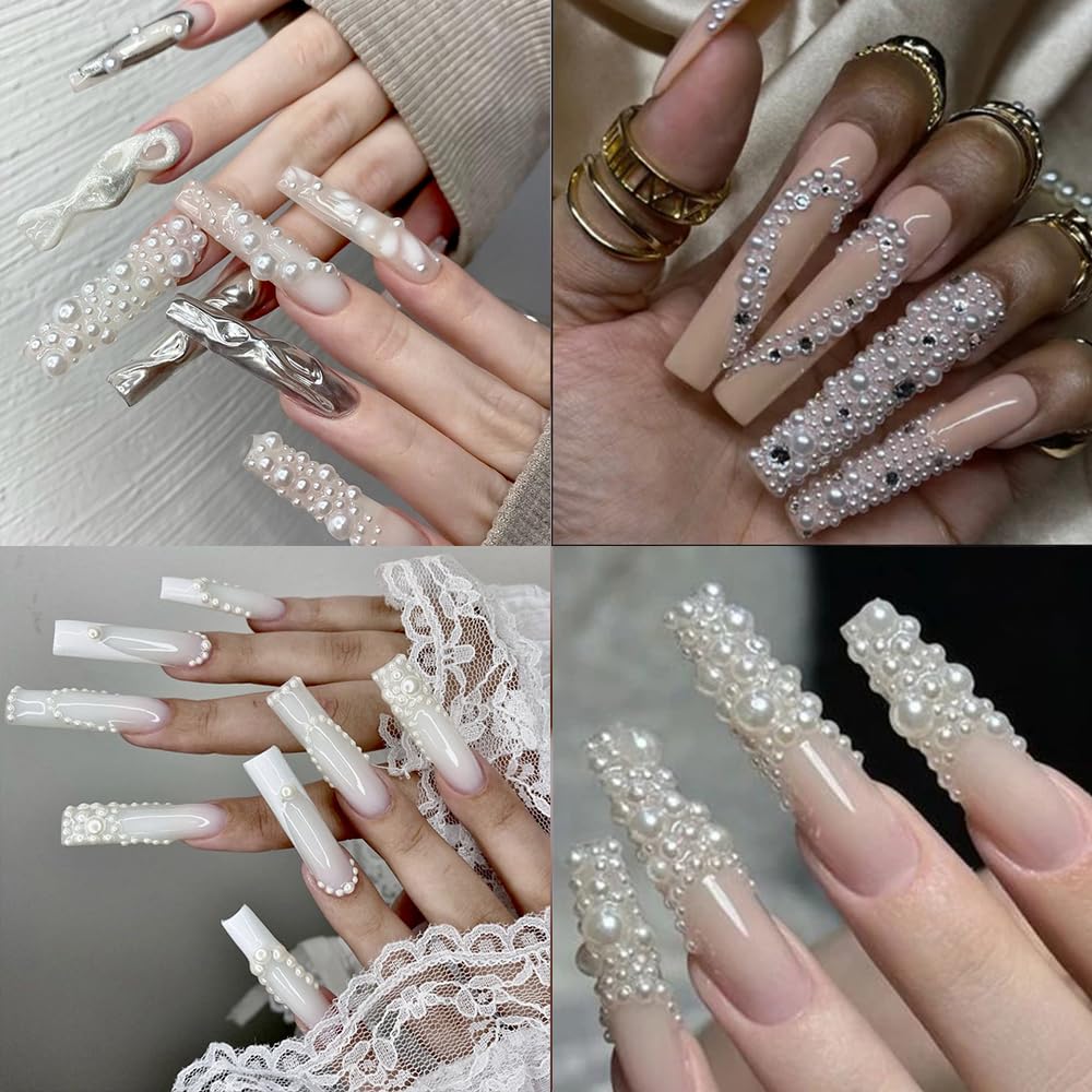 WENEWFINE perlas decorativas para manualidades, acabado nacarado para uñas.