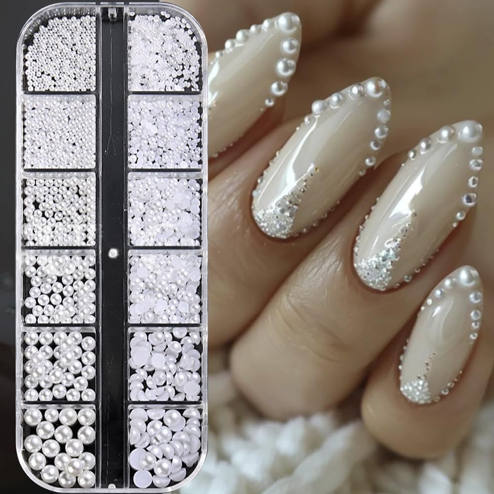 WENEWFINE perlas para manualidades y uñas, mezcla de texturas y brillo.