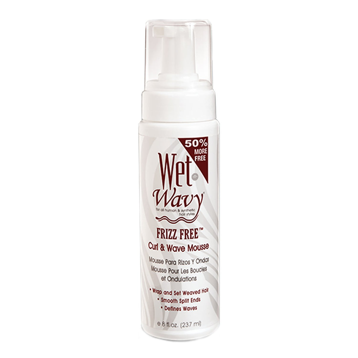 Wet N Wavy Curl Foam Mousse, vertido de la botella para definir rizos y controlar frizz.