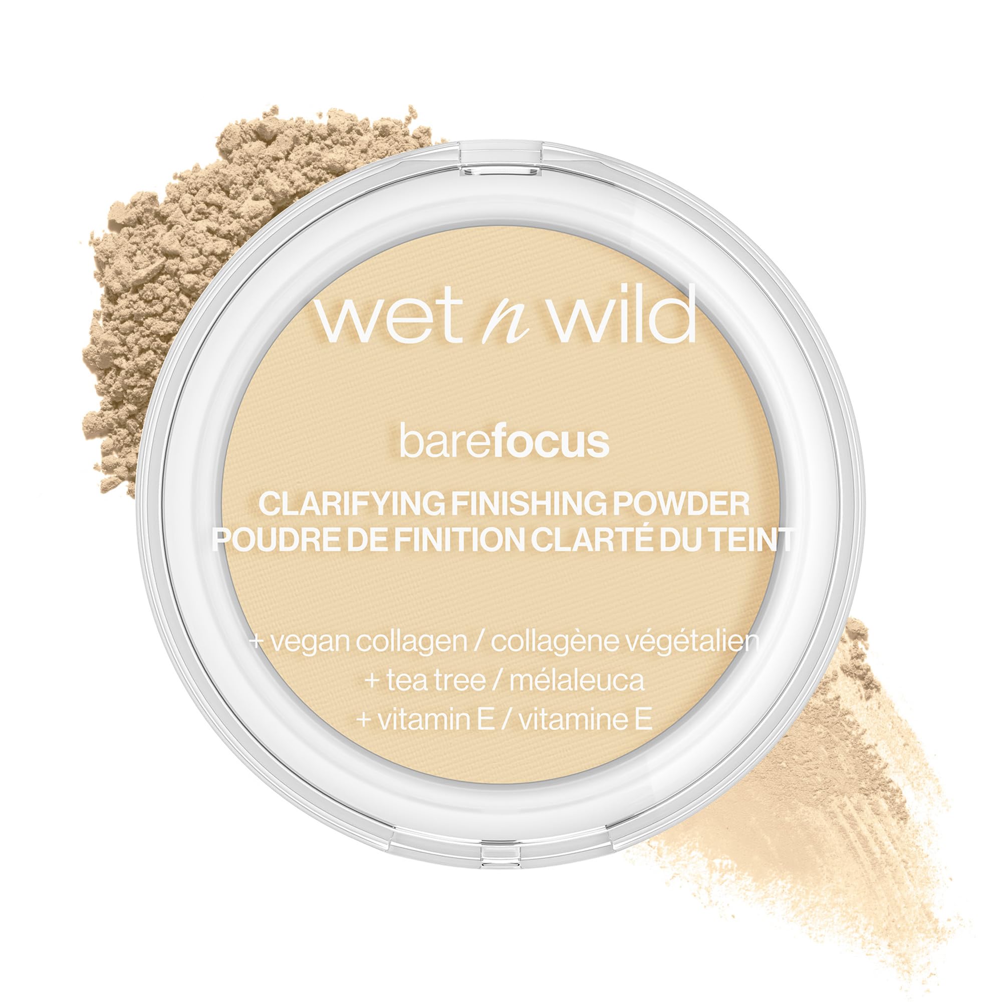 wet n wild bare focus polvo-clarificante-mate, acabado mate suave para uso diario.