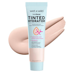 wet n wild Bare Focus Tinted Hydrator, botella en primer plano, acabado semimate