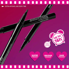 Delineado preciso con Wet n Wild Mega Last para looks finos.