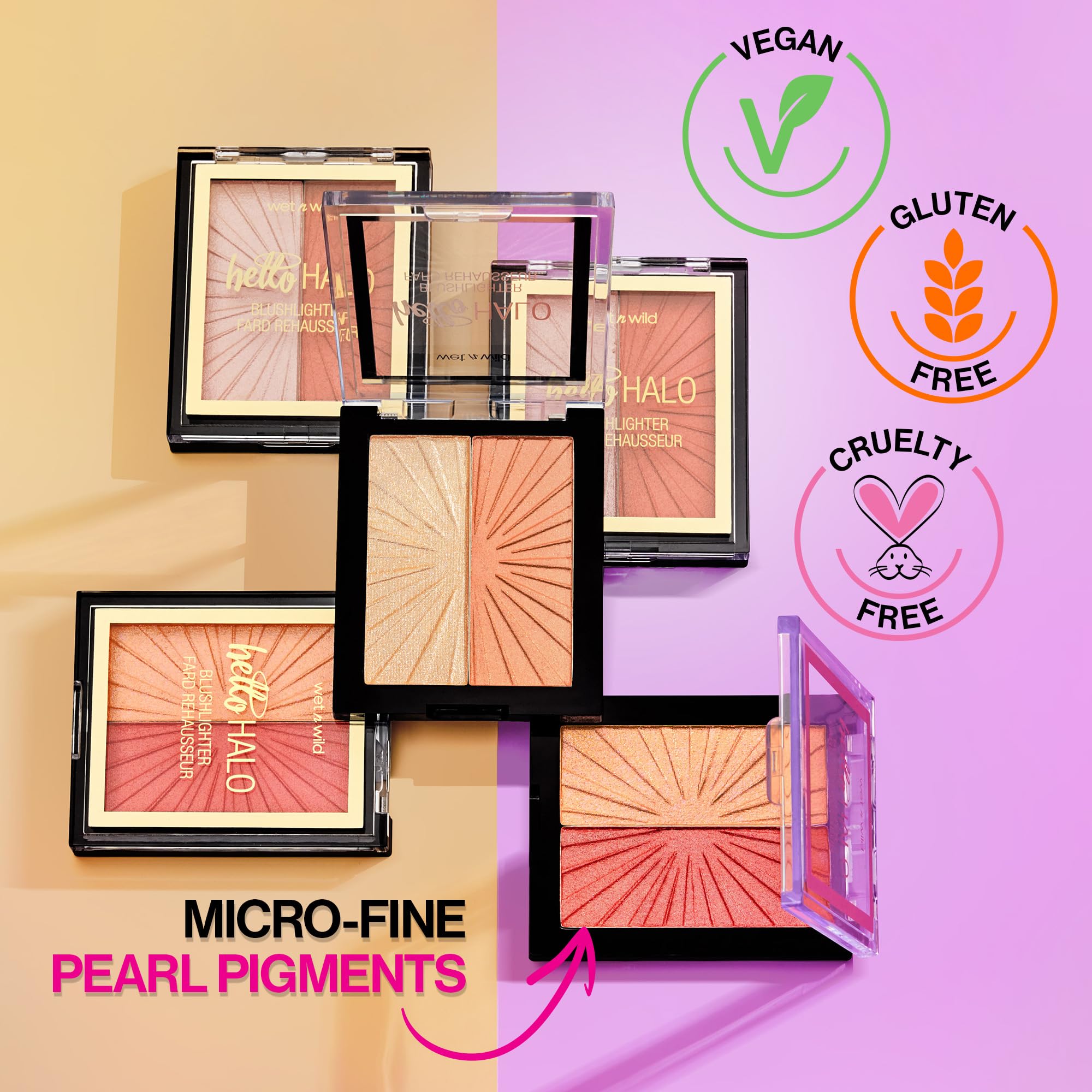 Pigmentos perlados micro-finos del MegaGlo Blushlighter iluminando la piel
