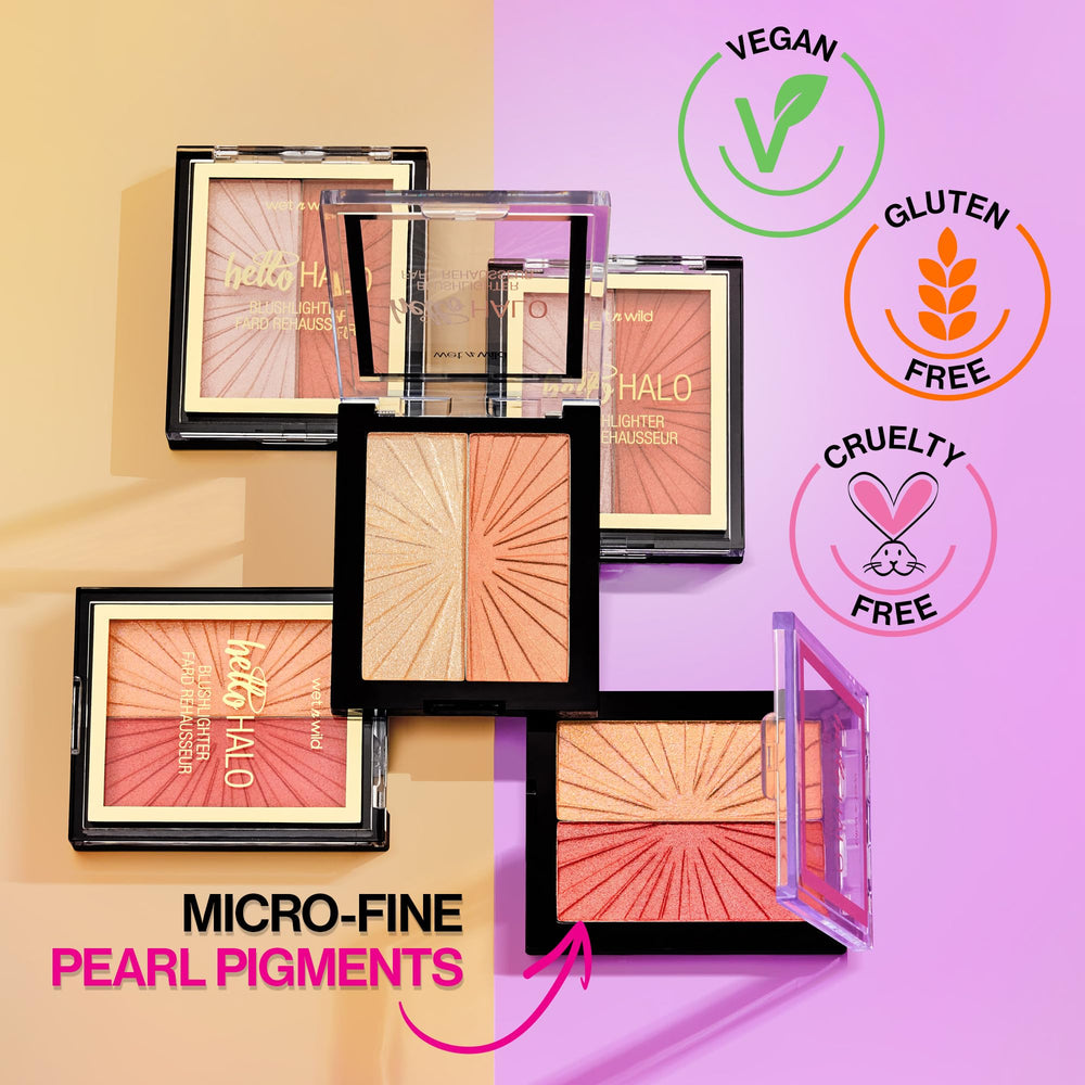 Pigmentos perlados micro-finos del MegaGlo Blushlighter iluminando la piel