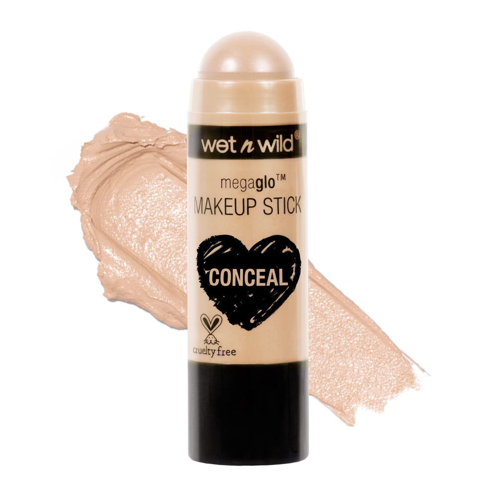 wet n wild MegaGlo Stick muestra en la mejilla para un resultado natural y luminoso.